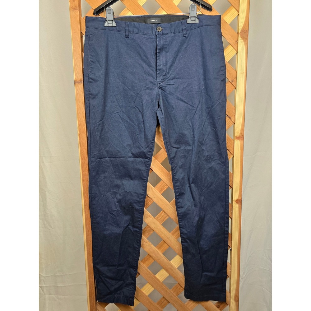 Theory Zaine P Atlas Twill Chino Pants Mens 36 Navy Blue Slim Fit - Excellent